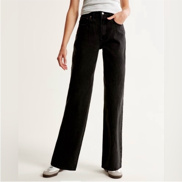Abercrombie & Fitch The Loose High Rise Jean Black 31/12 Long Wide Baggy - Picture 2 of 9